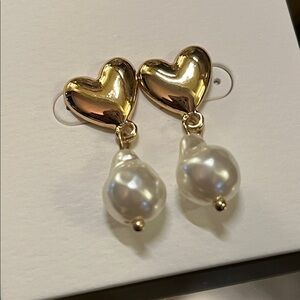 Pearl Drop Heart Earrings